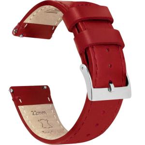 imageBARTON WATCH BANDS  Top Grain Leather Watch Bands Compatible with Apple Watch Models  1 2 3 4 5 6 7 8 9 10 SE Ultra amp Ultra 2Crimson Red Leather  Stitching