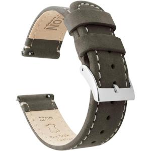 imageBARTON WATCH BANDS  Top Grain Leather Watch Bands Compatible with Apple Watch Models  1 2 3 4 5 6 7 8 9 10 SE Ultra amp Ultra 2Espresso Leather  Linen White Stitching