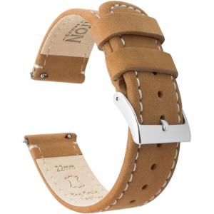 imageBARTON WATCH BANDS  Top Grain Leather Watch Bands Compatible with Apple Watch Models  1 2 3 4 5 6 7 8 9 10 SE Ultra amp Ultra 2Gingerbread Leather  Linen White Stitching