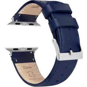 imageBARTON WATCH BANDS  Top Grain Leather Watch Bands Compatible with Apple Watch Models  1 2 3 4 5 6 7 8 9 10 SE Ultra amp Ultra 2Navy Blue Leather  Stitching
