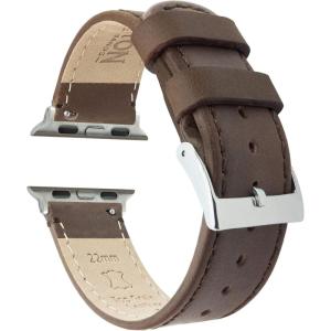 imageBARTON WATCH BANDS  Top Grain Leather Watch Bands Compatible with Apple Watch Models  1 2 3 4 5 6 7 8 9 10 SE Ultra amp Ultra 2Saddle Brown Leather  Stitching