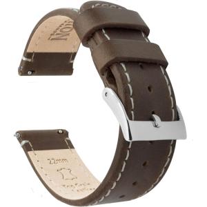 imageBARTON WATCH BANDS  Top Grain Leather Watch Bands Compatible with Apple Watch Models  1 2 3 4 5 6 7 8 9 10 SE Ultra amp Ultra 2Saddle Leather  Linen White Stitching