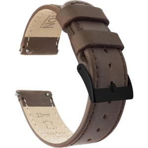 imageBARTON WATCH BANDS  Top Grain Leather Watch Bands Compatible with Apple Watch Models  1 2 3 4 5 6 7 8 9 10 SE Ultra amp Ultra 2Saddle Leather  Saddle Stitching Black Buckle