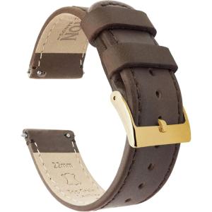 imageBARTON WATCH BANDS  Top Grain Leather Watch Bands Compatible with Apple Watch Models  1 2 3 4 5 6 7 8 9 10 SE Ultra amp Ultra 2Saddle Leather  Saddle Stitching Gold Buckle