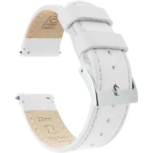 imageBARTON WATCH BANDS  Top Grain Leather Watch Bands Compatible with Apple Watch Models  1 2 3 4 5 6 7 8 9 10 SE Ultra amp Ultra 2White Leather  Stitching