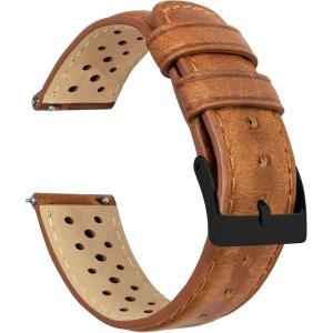 imageBarton Racing amp Rally Horween Leather Straps with Integrated Quick Release Spring Bars  Watch BandsCaramel Racing Style  Black Buckle