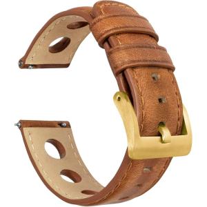 imageBarton Racing amp Rally Horween Leather Straps with Integrated Quick Release Spring Bars  Watch BandsCaramel Rally Style  Gold Buckle