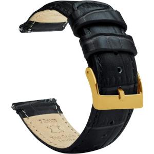 imageBARTON TropicalStyle 20 Watch Bands  Quick Release Watch StrapsBlack  Gold Buckle