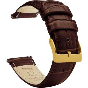 imageBARTON TropicalStyle 20 Watch Bands  Quick Release Watch StrapsCoffee Brown  Gold Buckle