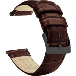 imageBARTON TropicalStyle 20 Watch Bands  Quick Release Watch StrapsCoffee Brown  Gunmetal Grey Buckle