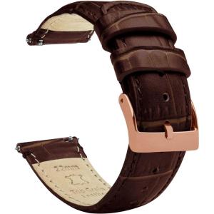 imageBARTON TropicalStyle 20 Watch Bands  Quick Release Watch StrapsCoffee Brown  Rose Gold Buckle