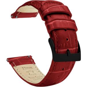 imageBARTON TropicalStyle 20 Watch Bands  Quick Release Watch StrapsCrimson Red  Black PVD Buckle