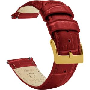 imageBARTON TropicalStyle 20 Watch Bands  Quick Release Watch StrapsCrimson Red  Gold Buckle