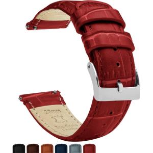 imageBARTON TropicalStyle 20 Watch Bands  Quick Release Watch StrapsCrimson Red  Stainless Steel Buckle