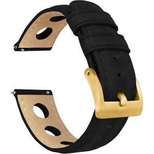 image:image19mm Black  BARTON Rally Horween Leather Gold Buckle Watch Bands  Quick Release  Choose Strap Color amp Width