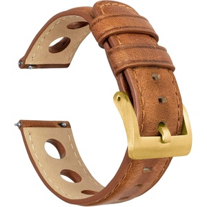 image:image21mm Caramel  BARTON Rally Horween Leather Gold Buckle Watch Bands  Quick Release  Choose Strap Color amp Width