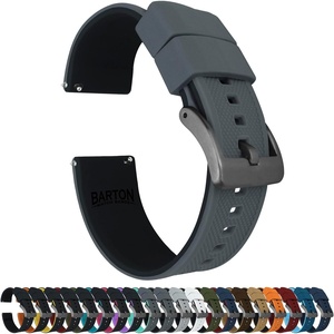 image:imageBARTON Elite Silicone Watch Bands  Quick Release  Choose Strap Color amp Buckle Color Stainless Steel Black PVD or Gunmetal Grey  18mm 20mm 22mm amp 24mm Watch StrapsSmoke Grey Top  Black Bottom  Gunmetal Grey