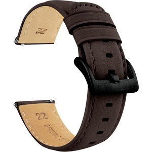 image:imageBARTON WaterResistant Leather Watch Bands  Quick ReleaseDark Brown Black PVD Buckle