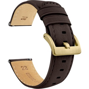 image:imageBARTON WaterResistant Leather Watch Bands  Quick ReleaseDark Brown Gold Buckle