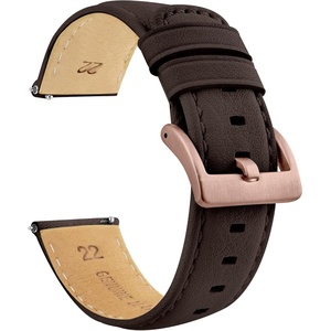 image:imageBARTON WaterResistant Leather Watch Bands  Quick ReleaseDark Brown Rose Gold Buckle
