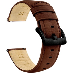 image:imageBARTON WaterResistant Leather Watch Bands  Quick ReleaseLight Brown Black PVD Buckle