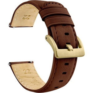 image:imageBARTON WaterResistant Leather Watch Bands  Quick ReleaseLight Brown Gold Buckle