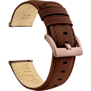 image:imageBARTON WaterResistant Leather Watch Bands  Quick ReleaseLight Brown Rose Gold Buckle