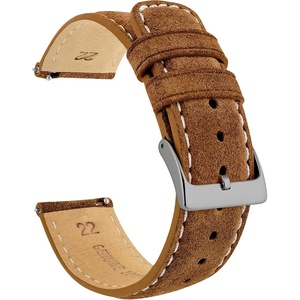 image:imageBARTON Suede Leather Watch Bands  Quick Release Watch StrapsCognac Brown