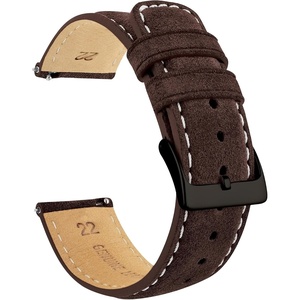image:imageBARTON Suede Leather Watch Bands  Quick Release Watch StrapsRoot Brown Black PVD Buckle