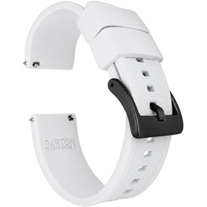 image:imageBARTON Elite FKM Rubber Watch Bands  Quick Release  Choose Strap Color amp Buckle Color  20mm or 22mm Watch StrapsWhite  Black PVD Buckle
