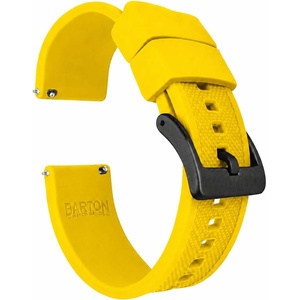 image:imageBARTON Elite FKM Rubber Watch Bands  Quick Release  Choose Strap Color amp Buckle Color  20mm or 22mm Watch StrapsYellow  Black PVD Buckle